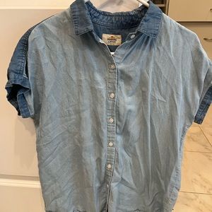 Marine layer denim top blouse button down chambray guc